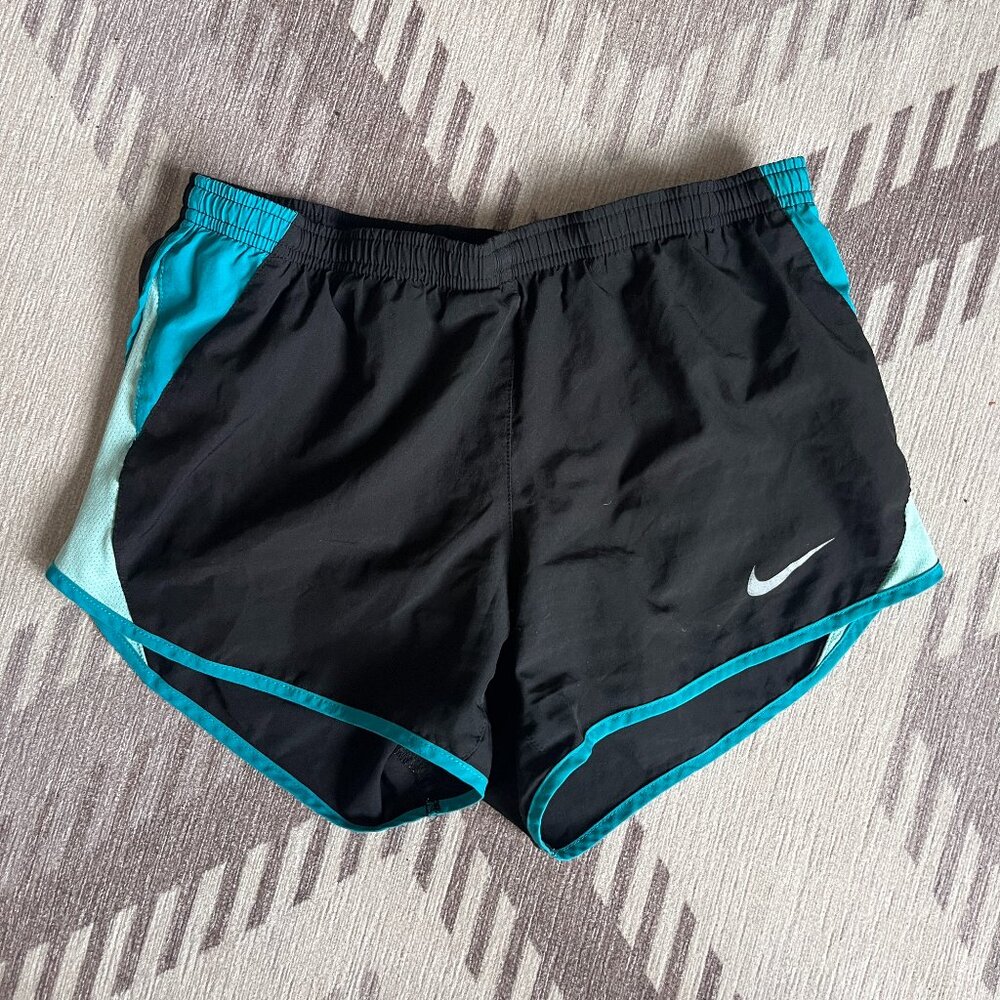 Nike dri-fit black and turquoise athletic shorts
